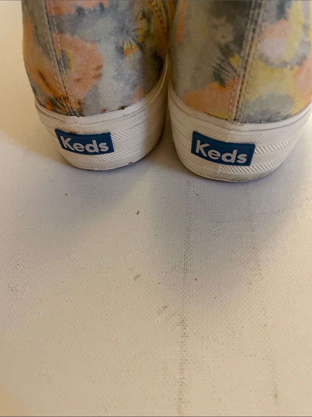 Keds Tie-Dye Low-Top Sneakers in Yellow & Gray